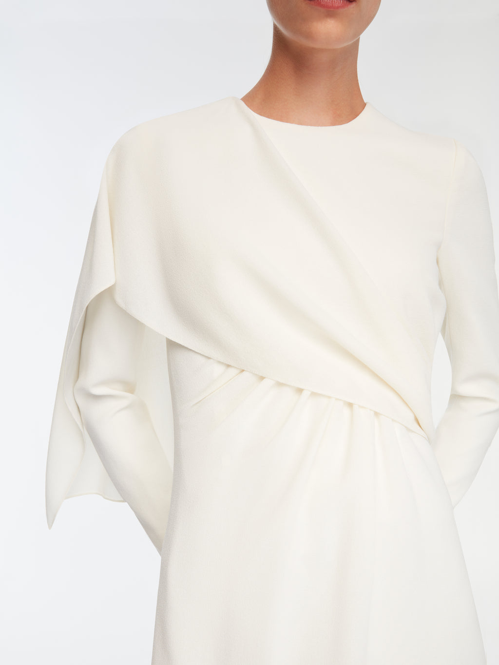 Aleska Dress In Ivory Single Wool Crepe