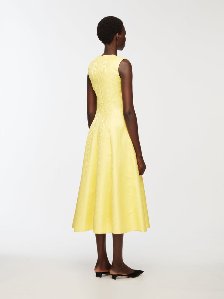 Mara Dress In Lemon Moire Mikado
