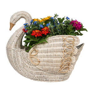 Provence Rattan Swan Basket in Whitewash