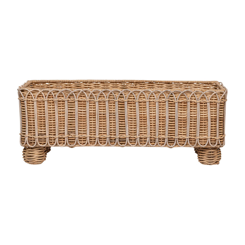 Provence Rattan Rectangular Planter in Whitewash
