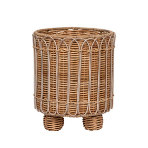 Provence Rattan 8" Round Planter in Whitewash