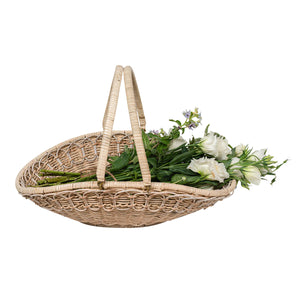 Provence Rattan Gathering Basket in Whitewash
