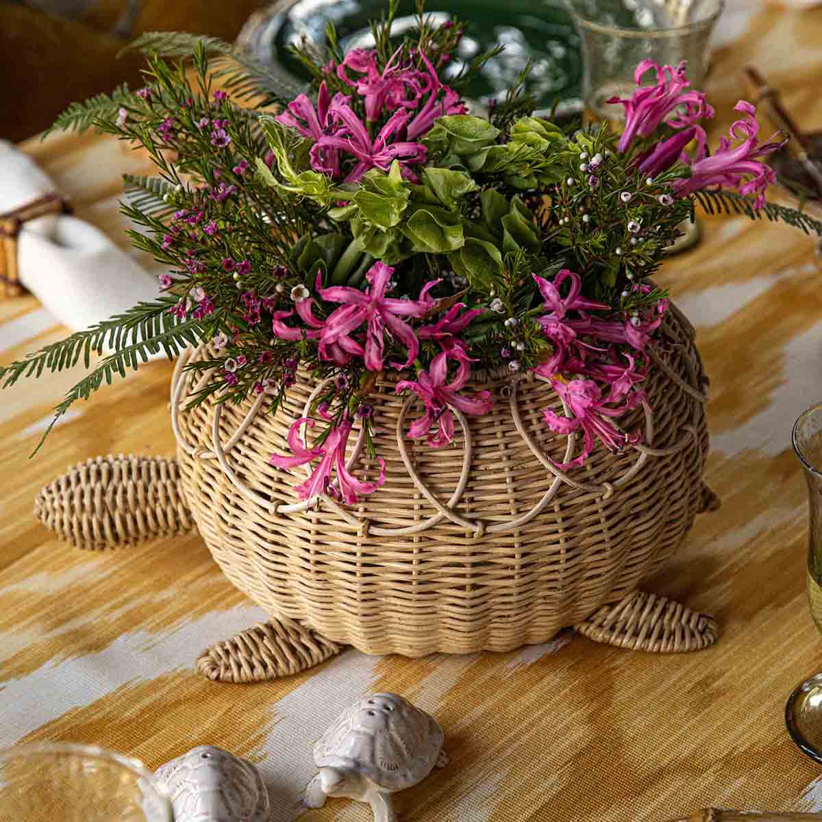 Provence Rattan Turtle Bowl in Whitewash