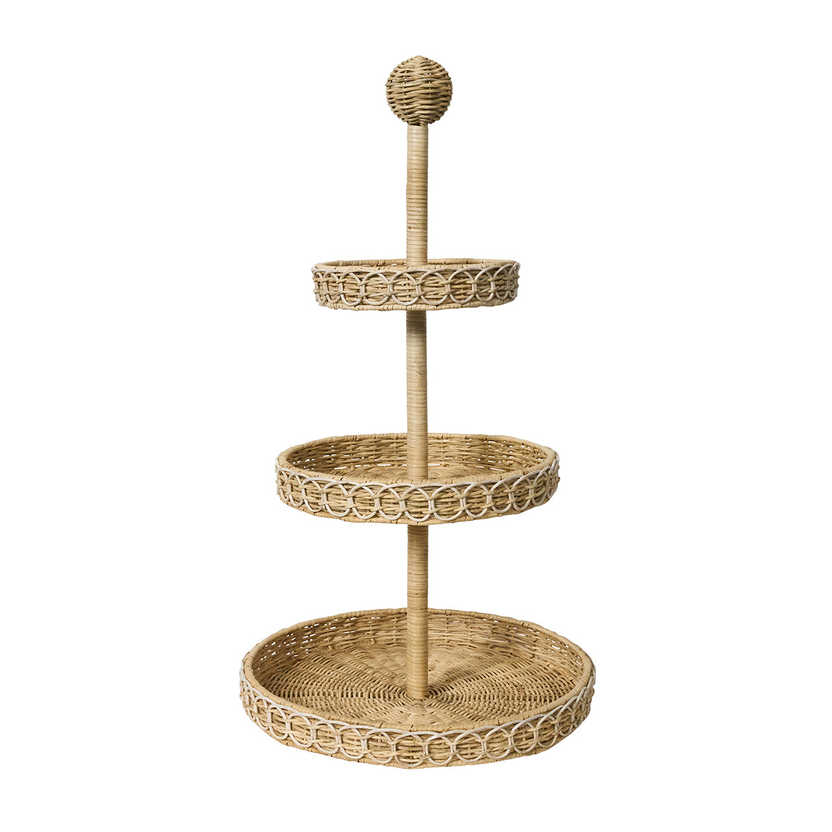 Provence Rattan 3-Tier Shelving Unit in Whitewash