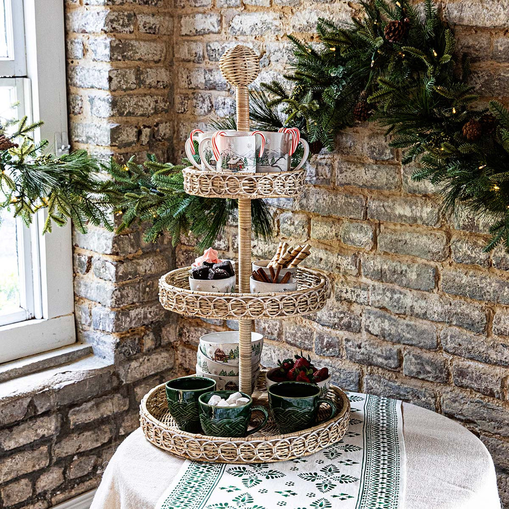 Provence Rattan 3-Tier Shelving Unit in Whitewash