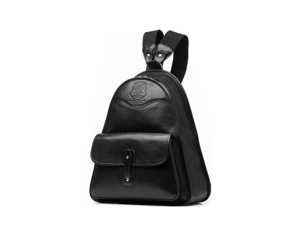 black leather backpack round flap Rucksack No. 33 in Vintage Leather