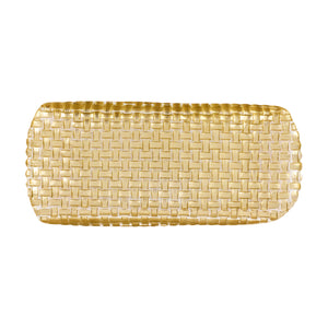 Rufolo Glass Basketweave Large Rectangular Tray in Gold