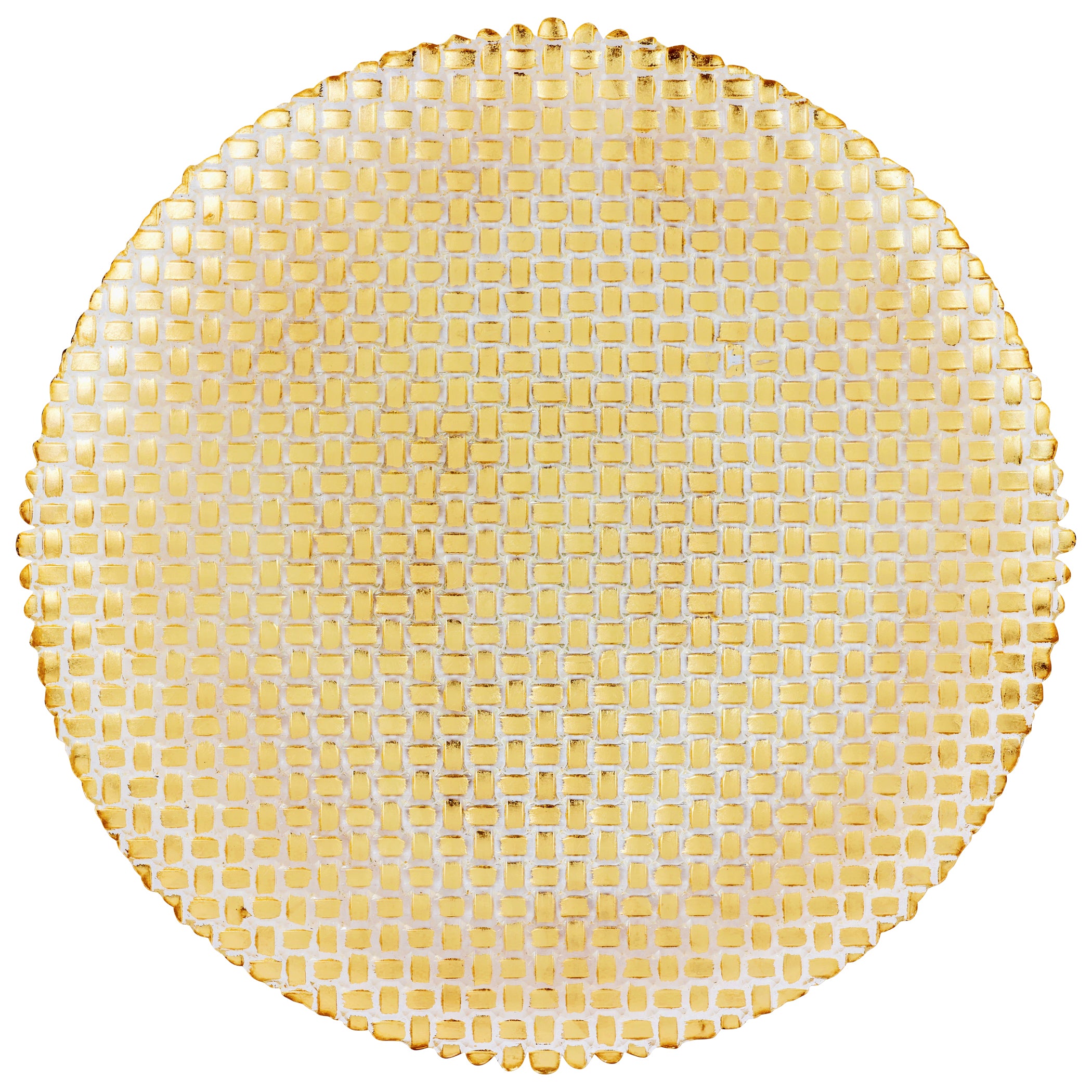 Rufolo Glass Basketweave Large Round Platter in Gold
