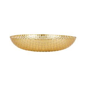 Rufolo Glass Basketweave  Large Shallow Bowl in Gold