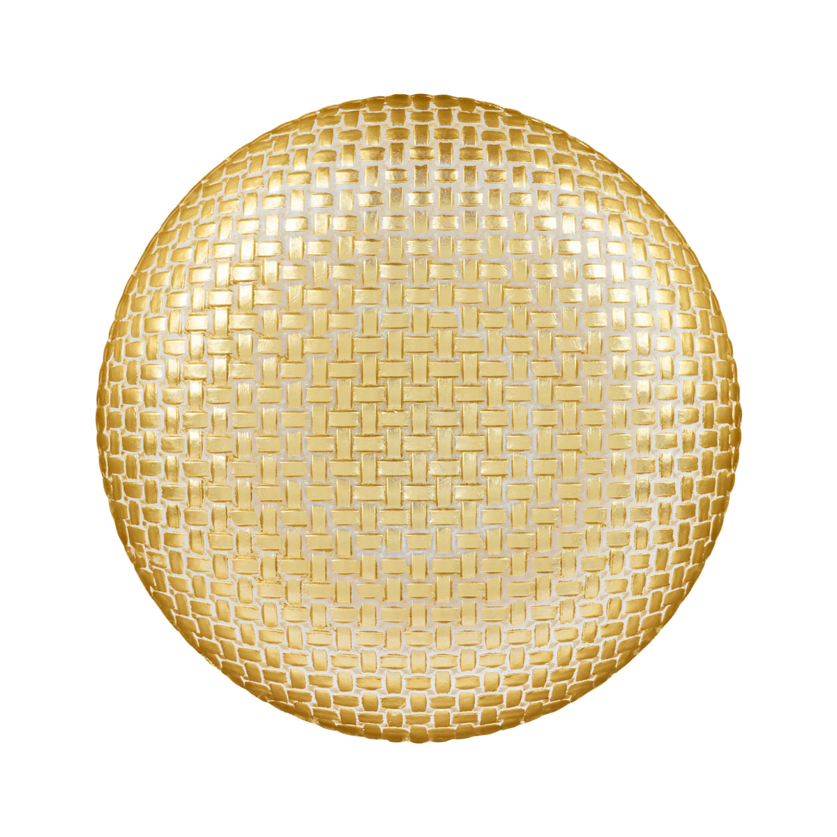Rufolo Glass Basketweave  Large Shallow Bowl in Gold