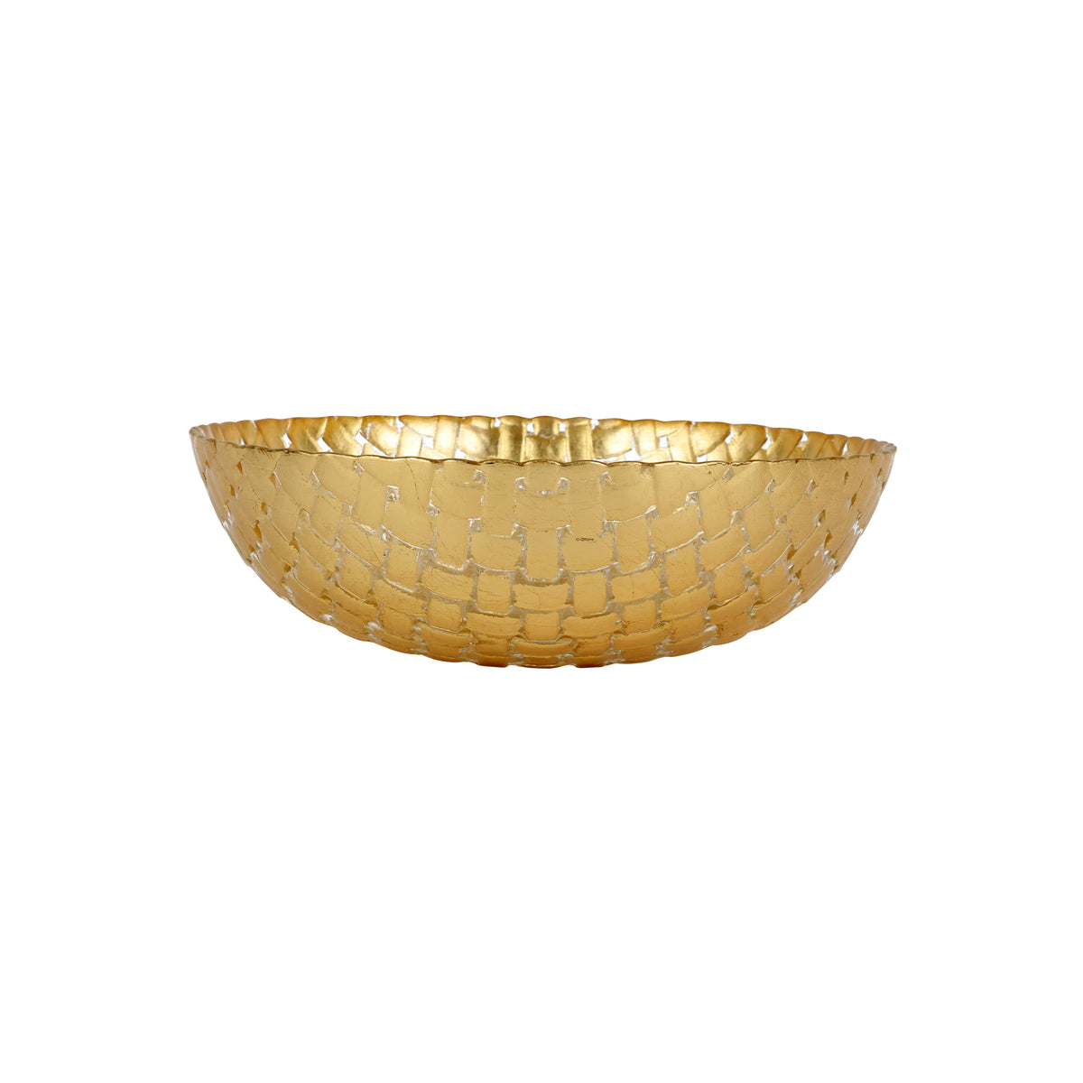 Rufolo Glass Basketweave Small Serving Bowl in Gold
