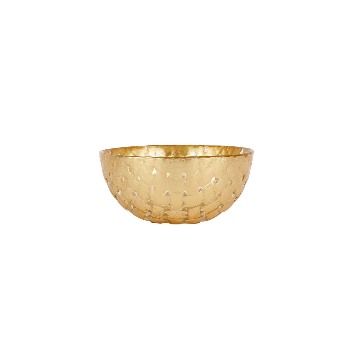 Rufolo Glass Basketweave Dipping Bowl in Gold