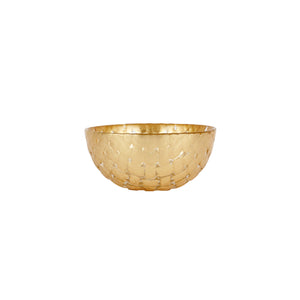 Rufolo Glass Basketweave Dipping Bowl in Gold