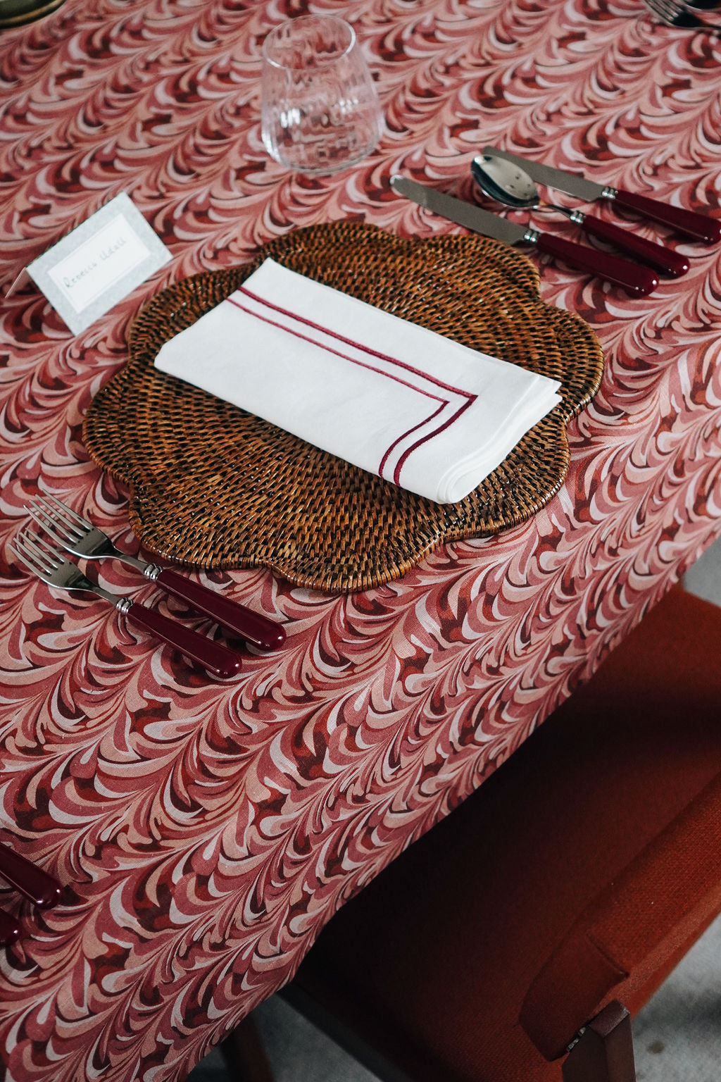 Sophie Classic Two Cord Napkin in Burgundy