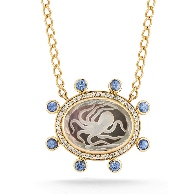 Large Octopus Caspian Necklace in Grey Mother-of-Pearl