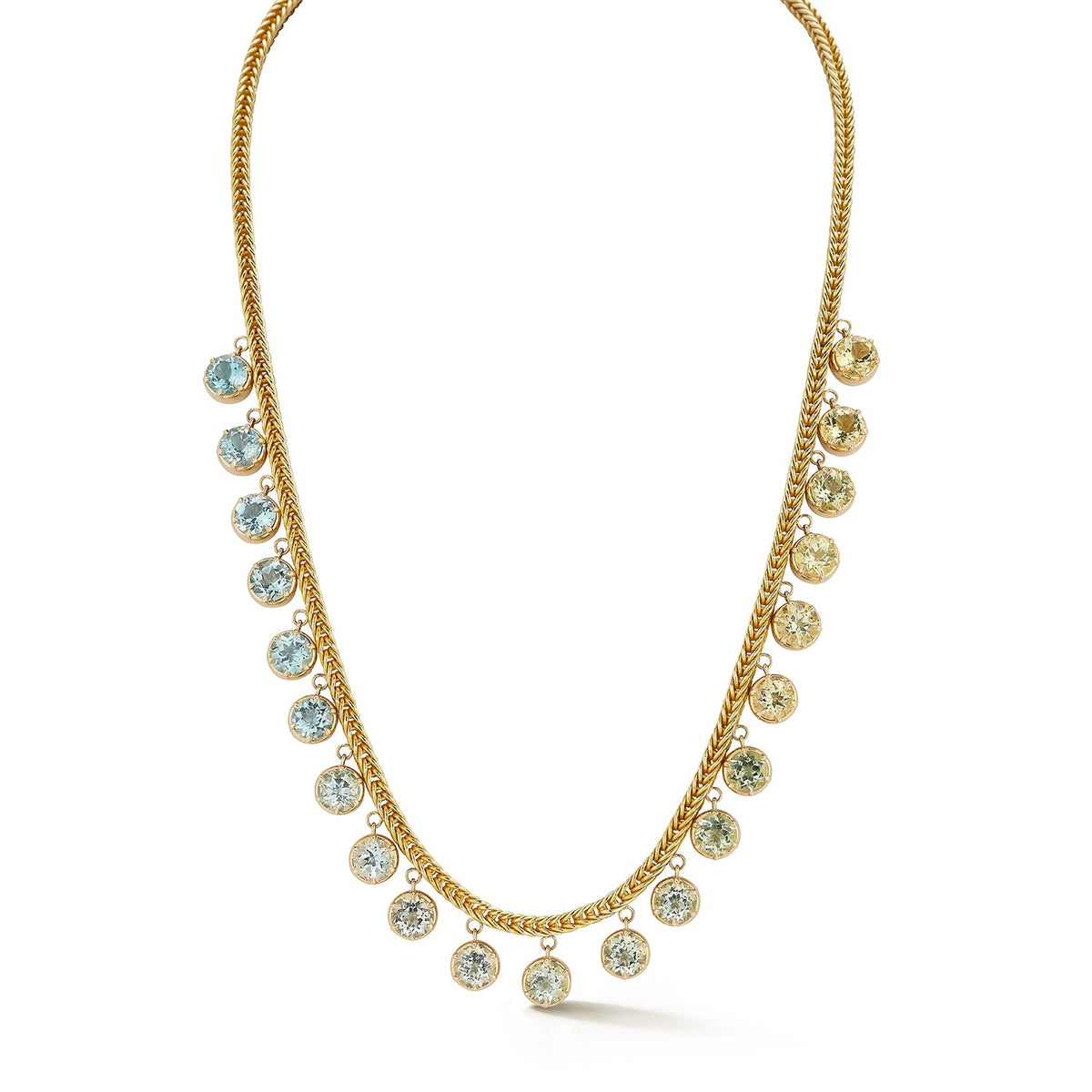 Ombré Fringe Necklace in Aquamarine and Citrine