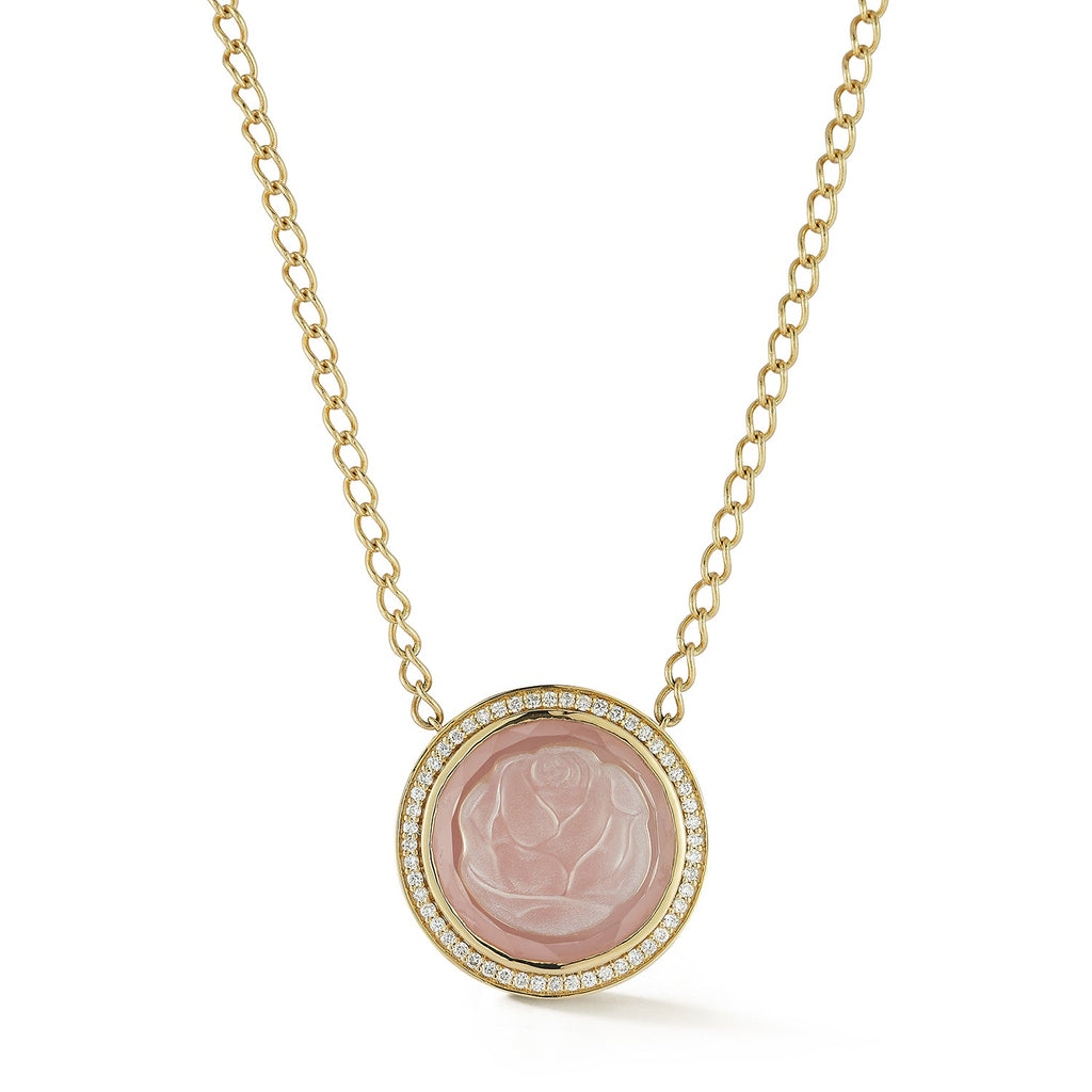 Blossom Caspian Necklace in Pink Opal and Diamond