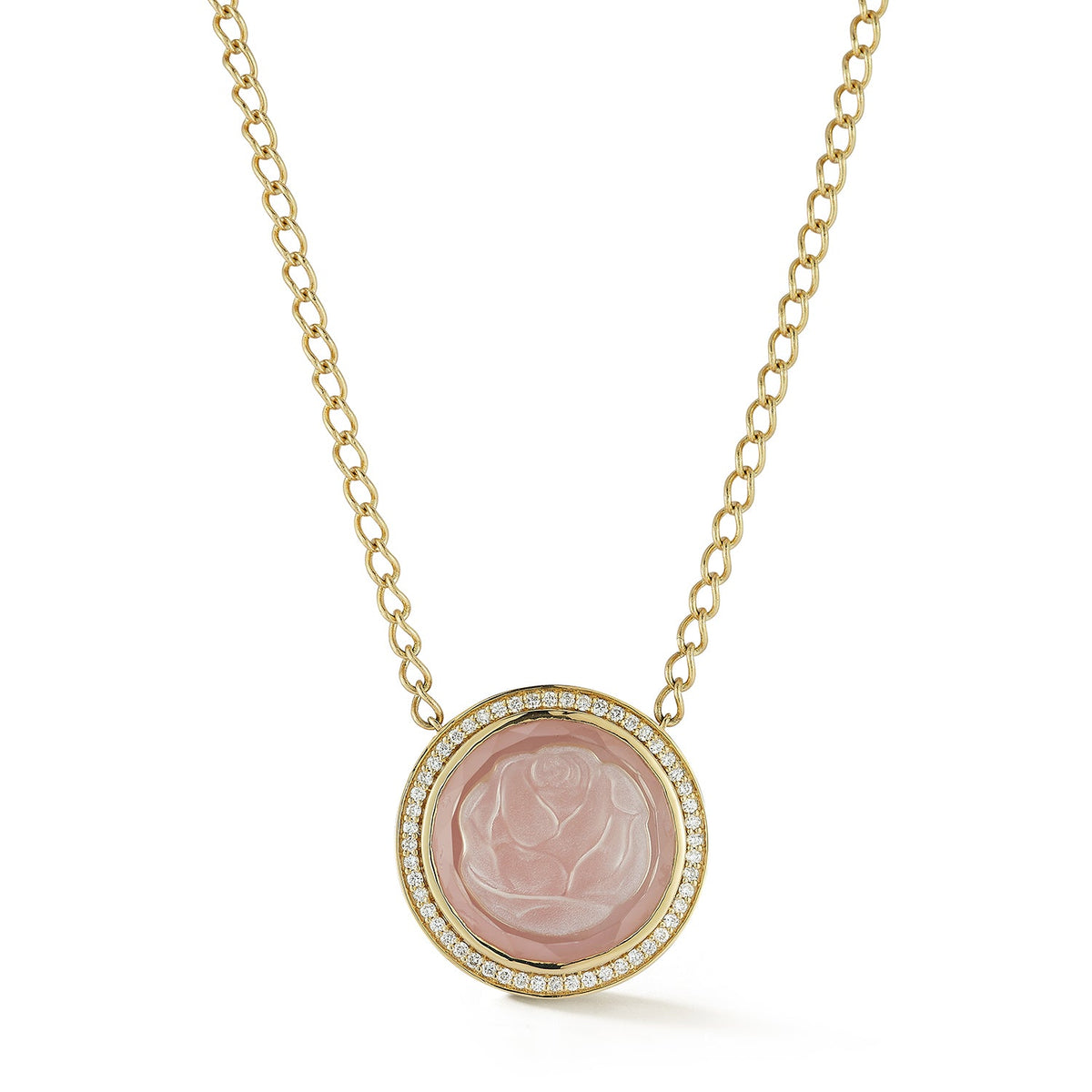 Blossom Caspian Necklace in Pink Opal and Diamond