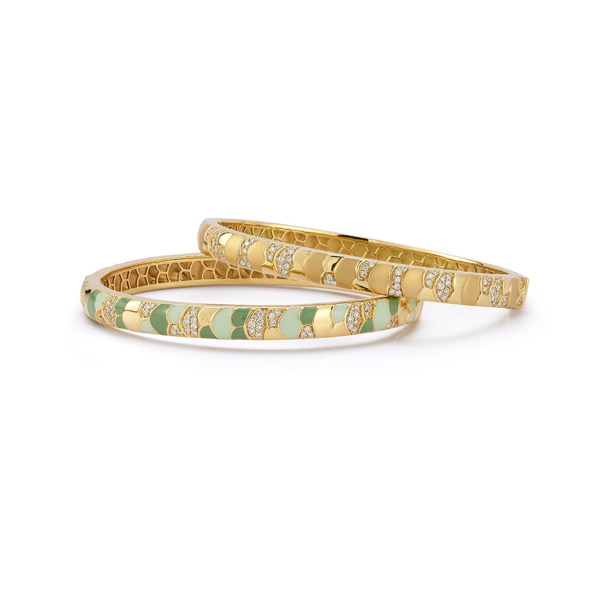 Slim Aegean Cuff in Enamel and Diamonds