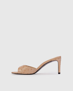 Freddie 65 Mule in Nude Ostrich Leather