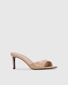 Freddie 65 Mule in Nude Ostrich Leather