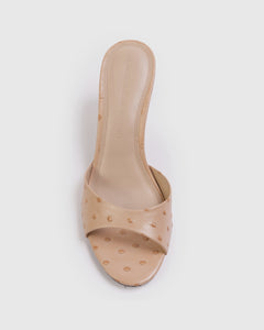 Freddie 65 Mule in Nude Ostrich Leather