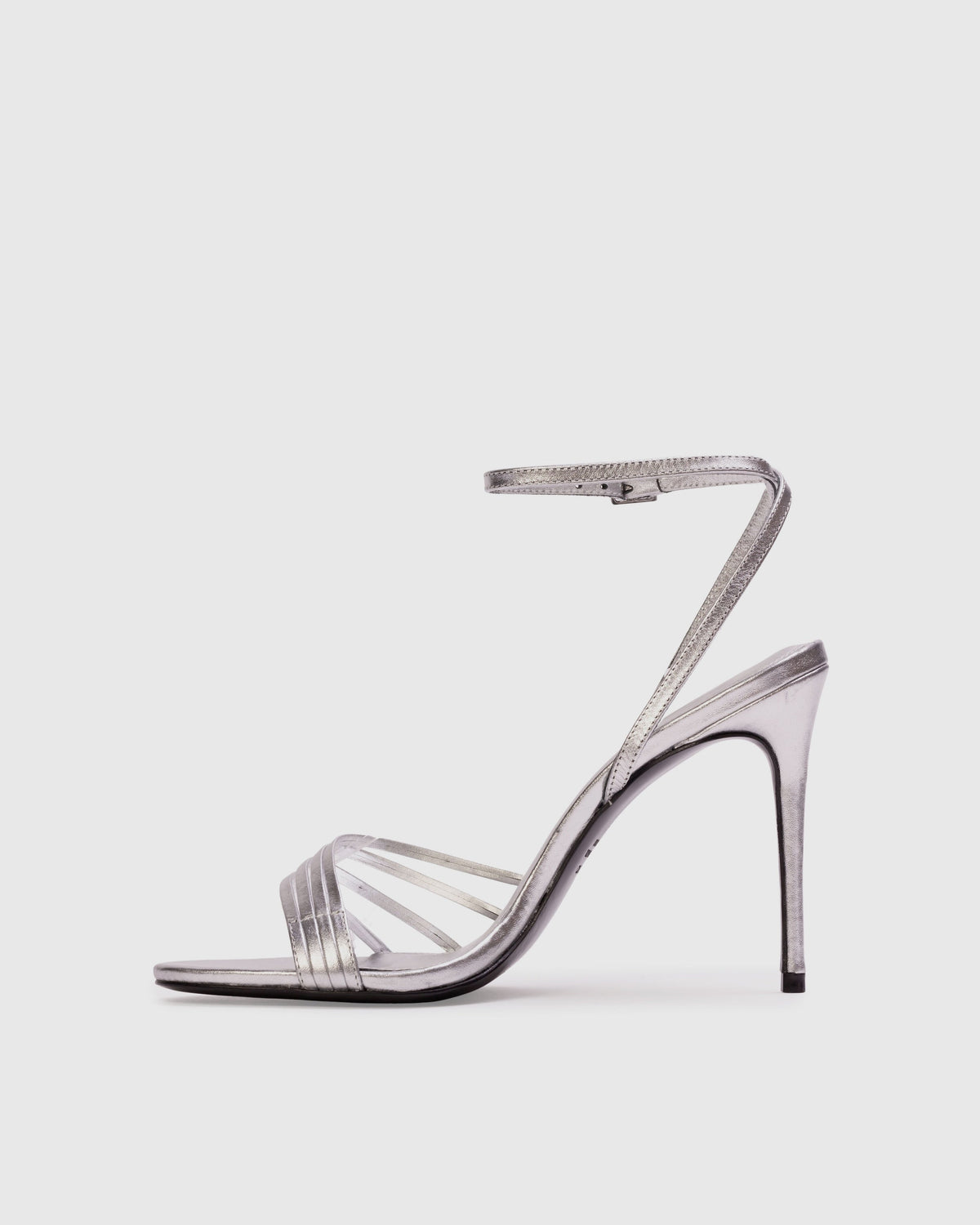 Ella 100 Sandal in Silver Metallic Leather