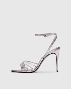 Ella 100 Sandal in Silver Metallic Leather