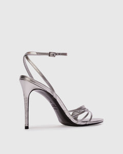 Ella 100 Sandal in Silver Metallic Leather