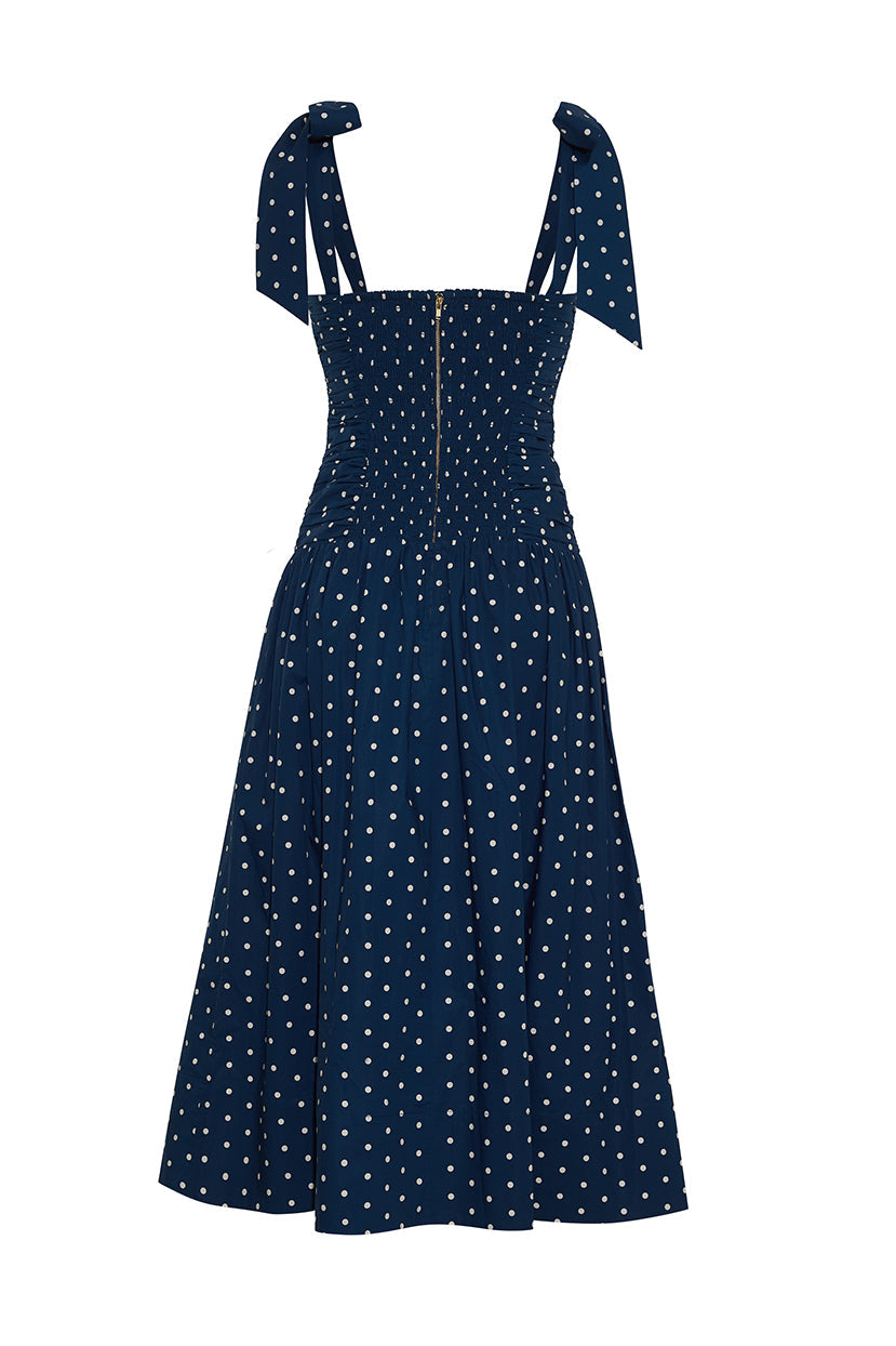 Rahi Midi Dress in Dots Navy