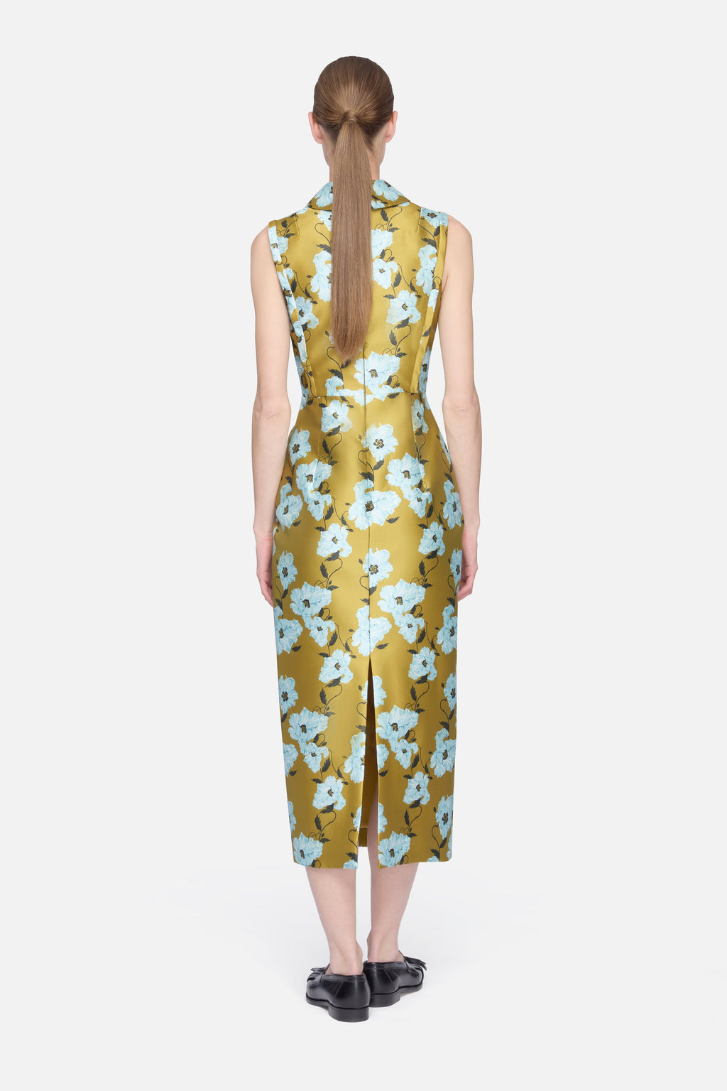 Rain Dress in Mustard & Blue Breezy Poppy Mikado