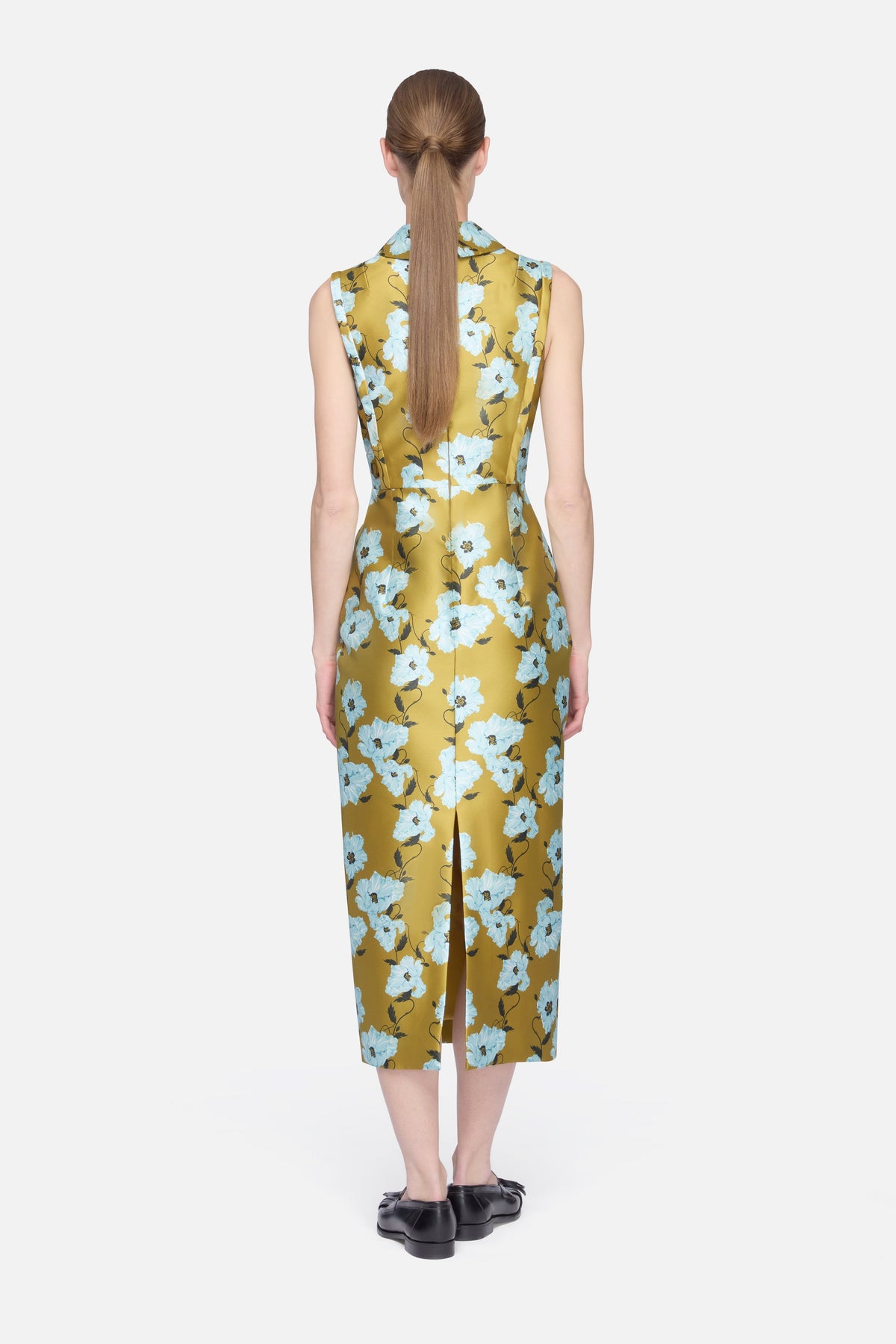 Rain Dress in Mustard & Blue Breezy Poppy Mikado