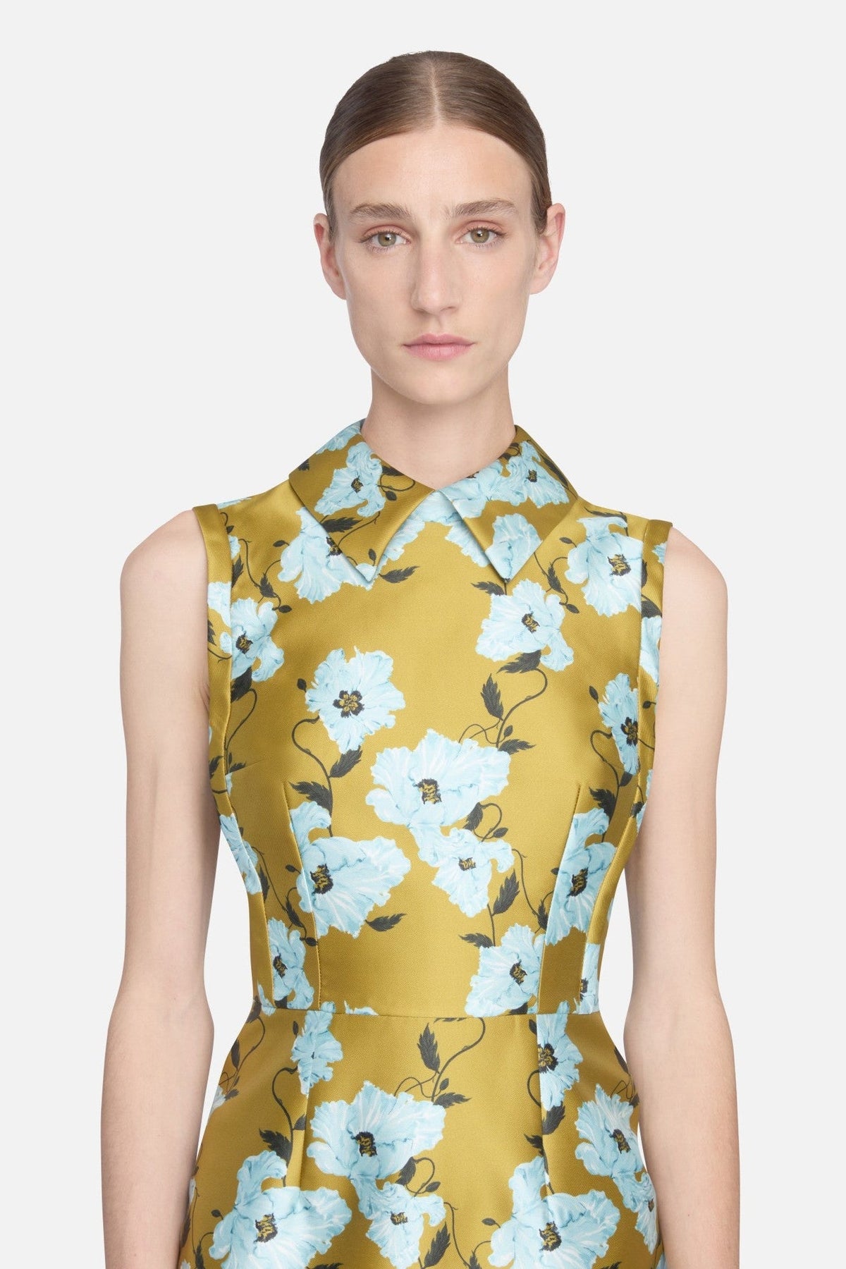 Rain Dress in Mustard & Blue Breezy Poppy Mikado