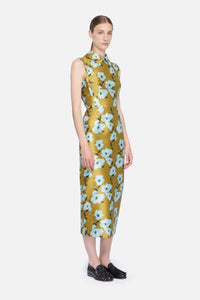 Rain Dress in Mustard & Blue Breezy Poppy Mikado