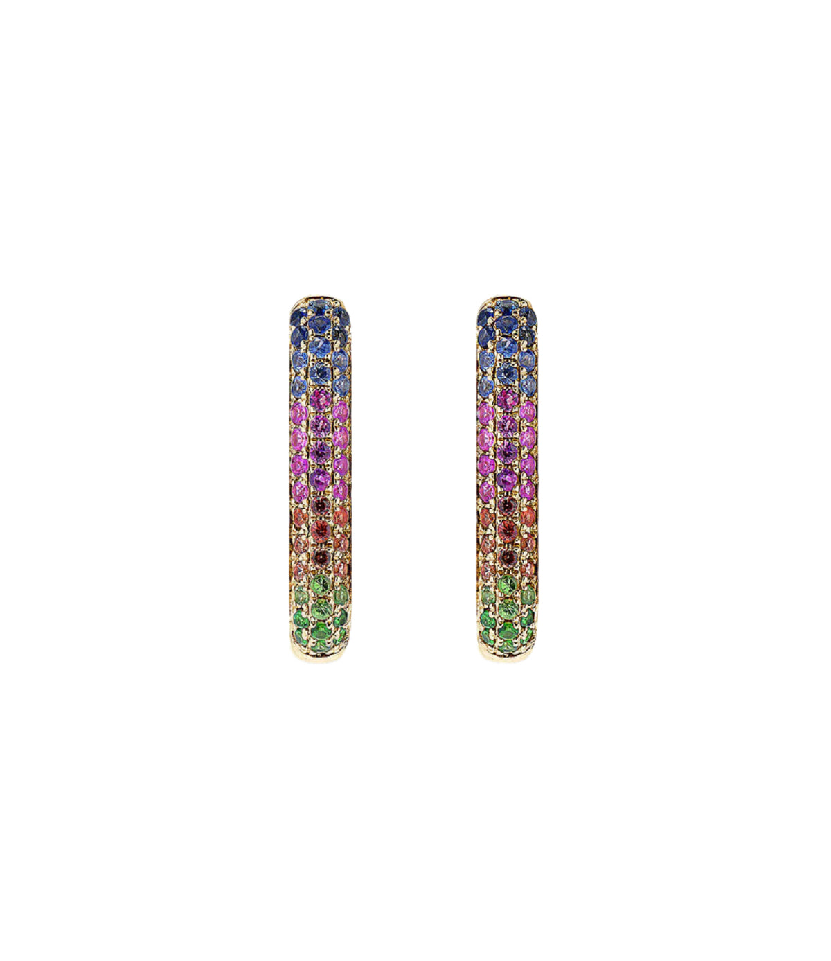 Rainbow Sapphire Oval Hoop Earrings