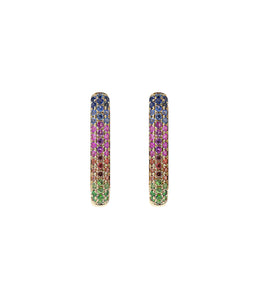 Rainbow Sapphire Oval Hoop Earrings