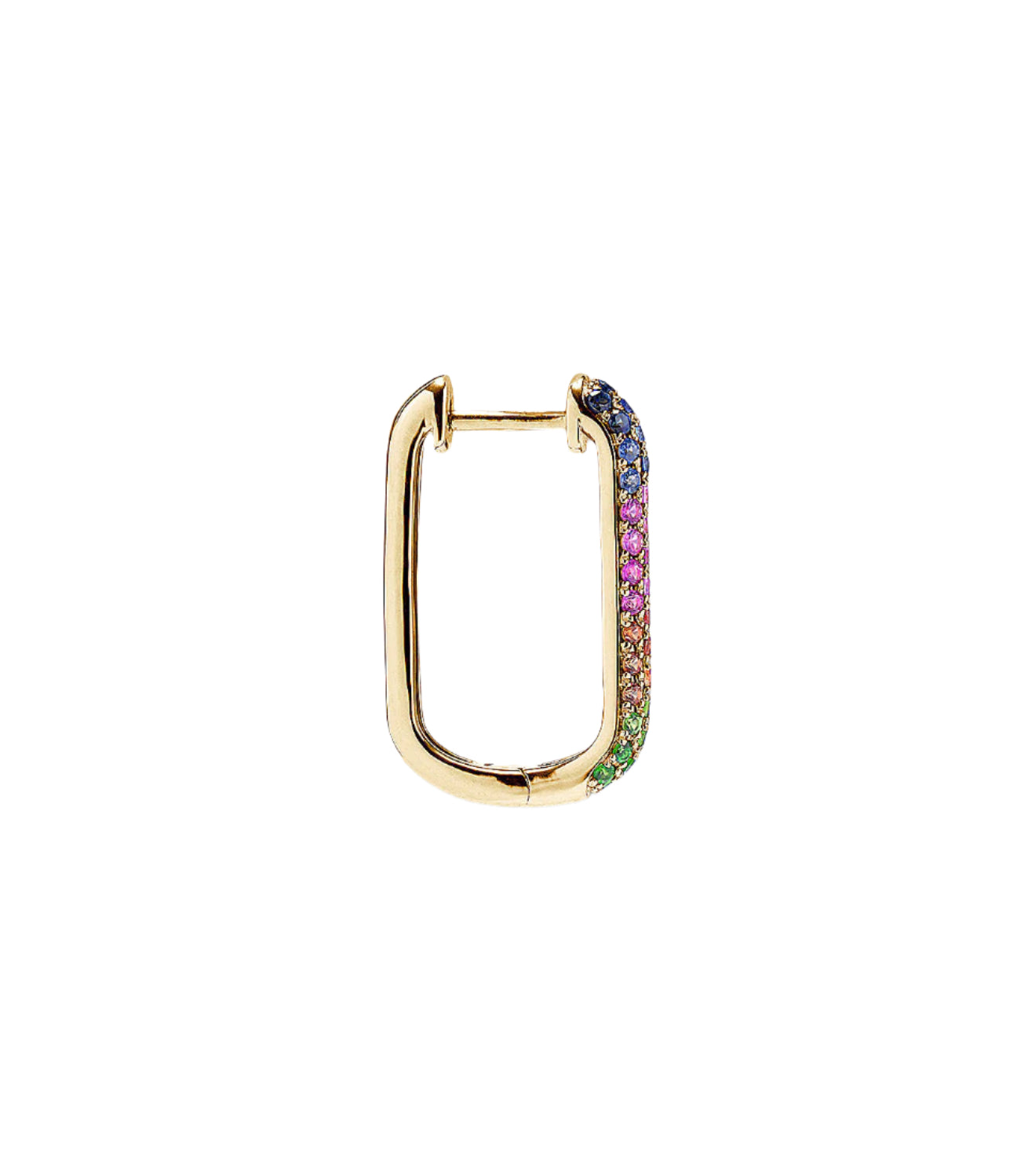 Rainbow Sapphire Ombre Oval Hoop Earrings | 14ct Gold | Over The Moon
