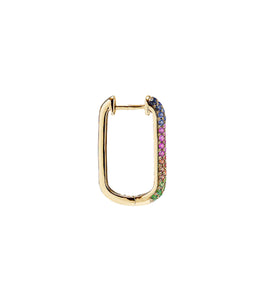 Rainbow Sapphire Oval Hoop Earrings