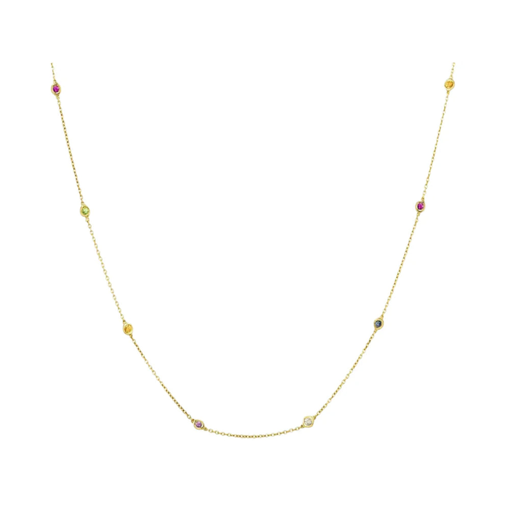 Rainbow Sapphire Skittle Necklace