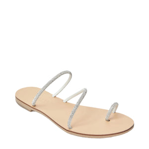 Raissa Vegetable Tanned Leather Sandal in Silver Cystal