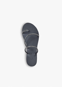 Raissa Vegetable Tanned Leather Sandal in Black Crystal