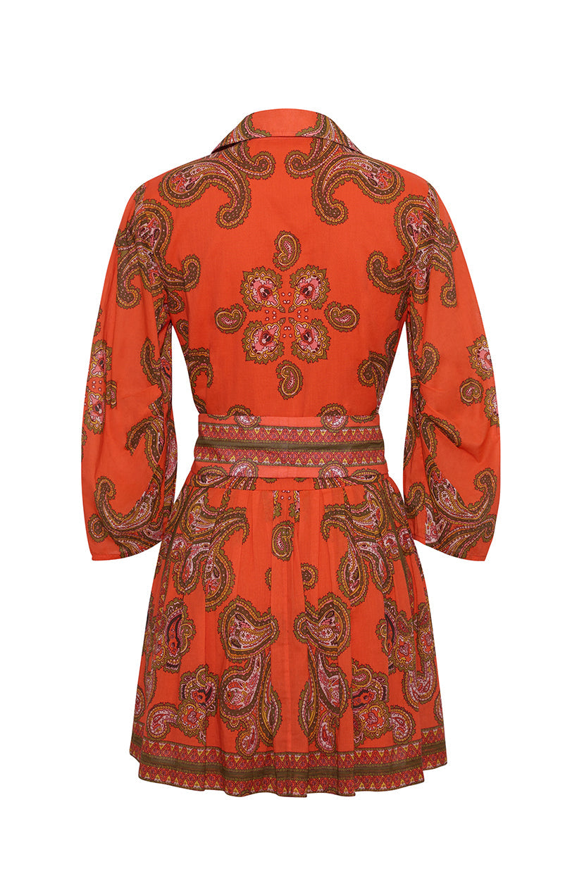 Raya Mini Dress in Sierra Paisley Orange