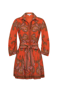 Raya Mini Dress in Sierra Paisley Orange