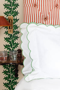 Rebecca Udall Annabelle Scalloped Bed Linen, Asparagus with Rippled Tumblers