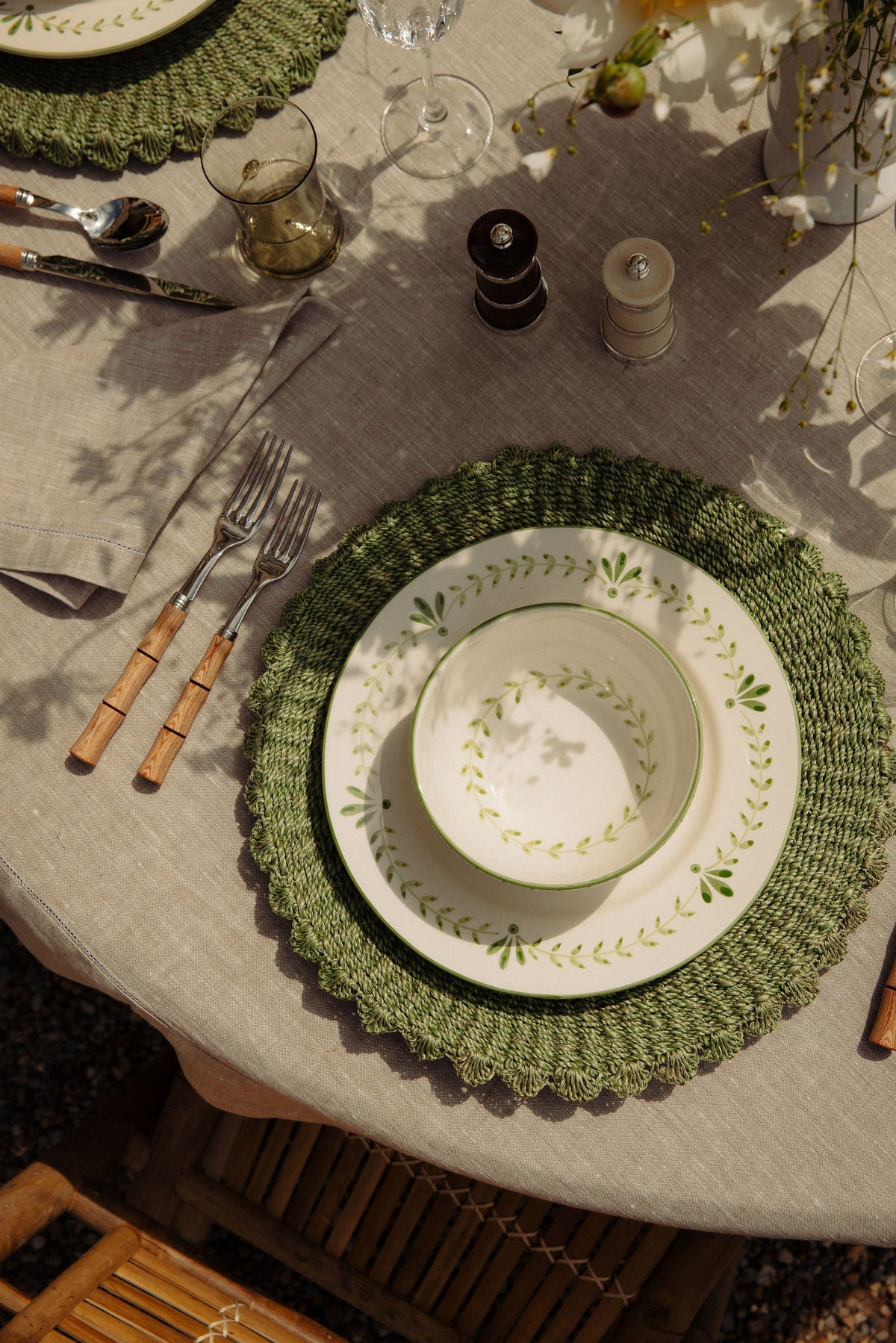 Rebecca Udall Elouise Cereal Bowl, Green with the Elouise Dinner Plate