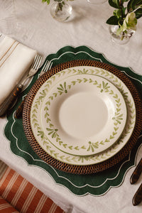 Rebecca Udall Elouise Dessert Plate, Green with Sophie Two Cord Napkins