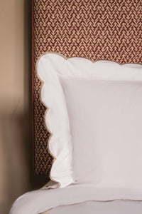 Rebecca Udall Annabelle Scalloped Bed Linen, Taupe Scalloped Edge Design