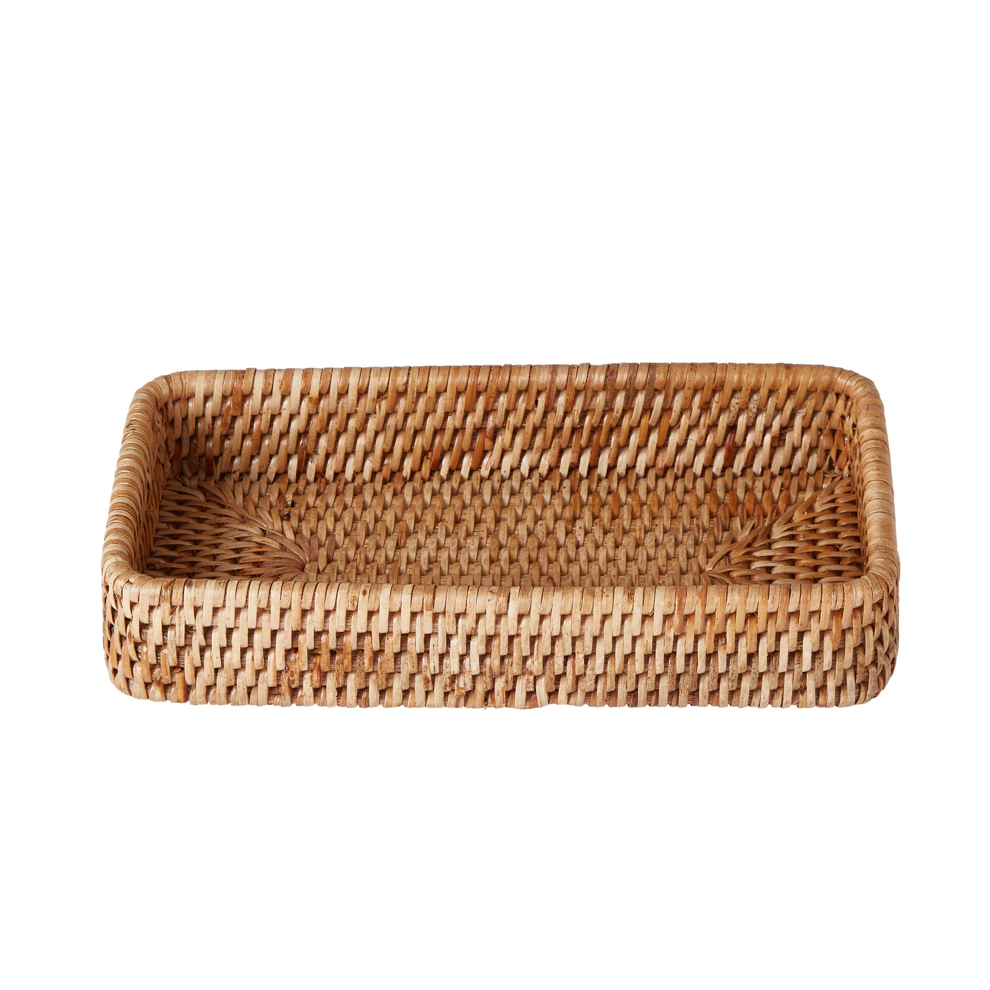 Rebecca Udall, handwoven rattan wicker vanity tray, Natural brown