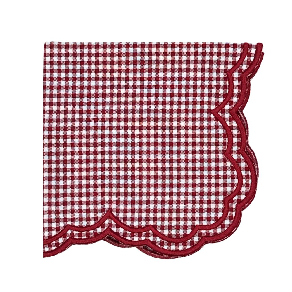 Red Gingham Luxury embroidered napkin