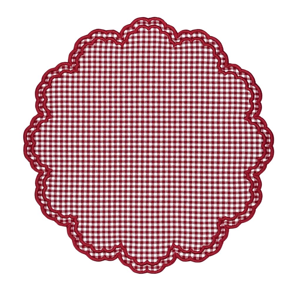 Red Gingham Luxury embroidered placemat 